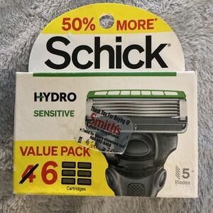 6 PK Schick Hydro Sensitive Razor Blade Refills for Men-6 Cartridges